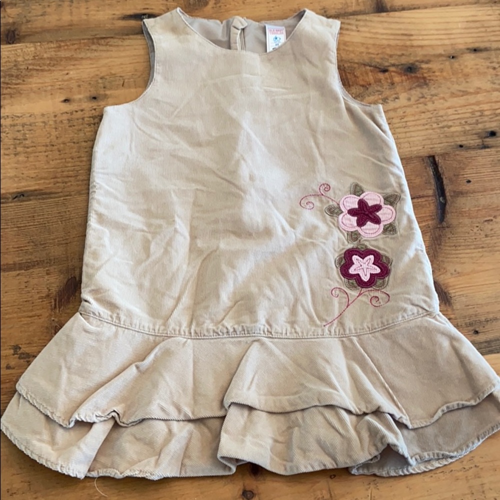 3T Old Navy tan jumper w pink flowers